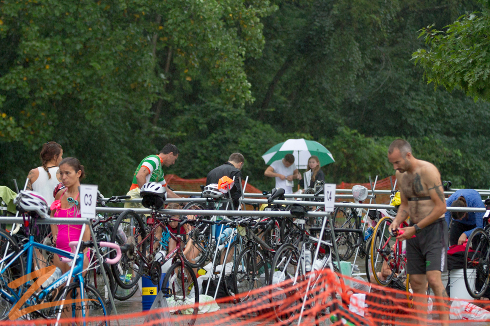 Athletes Preparing Transition for Triathlon